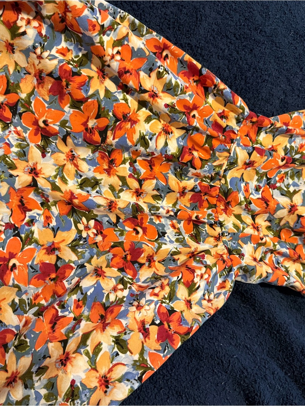 Girls Floral Orange and Cream One-Piece Romper